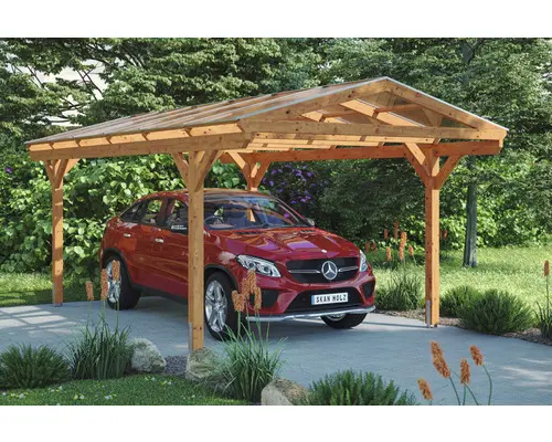 Einzelcarport SKAN HOLZ Westerwald inkl. Pfostenanker 362 x 648 cm eiche hell