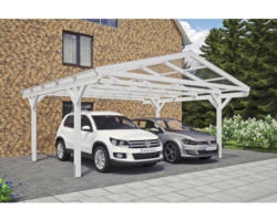 Doppelcarport SKAN HOLZ Westerwald inkl. Pfostenanker 570 x 541 cm weiß