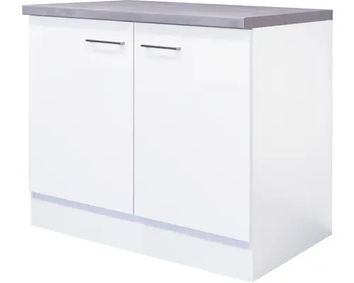 Spülenunterschrank Flex Well Varo weiß 100x86x60 cm mit Drehtür