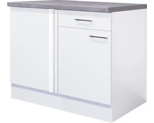 Eckunterschrank Flex Well Varo weiß 110x86x60 cm mit Drehtür