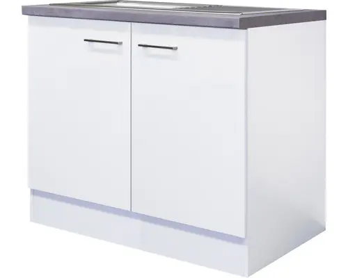 Spülenunterschrank Flex Well Varo weiß 100x86x60 cm mit Drehtür und Spüle