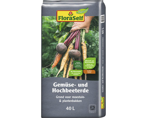 Gemüse- & Hochbeeterde mit Pflanzenkohle torffrei FloraSelf Nature 40 L