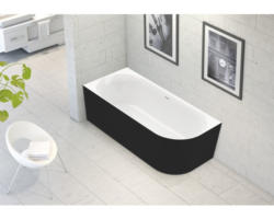 Raumsparbadewanne Ottofond Afinar Corner rechts 180x80x60 cm weiß schwarz glänzend