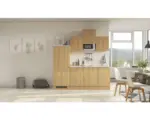 Hornbach Küchenblock Flex Well Nano 8398 Buche-Dekor/Buche-Dekor 210 cm inkl. Einbaugeräte