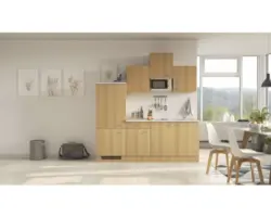 Küchenblock Flex Well Nano 8398 Buche-Dekor/Buche-Dekor 210 cm inkl. Einbaugeräte