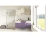 Hornbach Singleküche Flex Well Focus 8311 Akazie-Dekor/Aubergine 150 cm inkl. Einbaugeräte