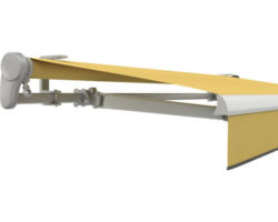 SOLUNA Gelenkarmmarkise Trend 3,5x3 Stoff Dessin U415 Gestell E6EV1 silber eloxiert Antrieb links inkl. Motor, Wandschalter,Nothandkurbel, Sonnen und Windwächter