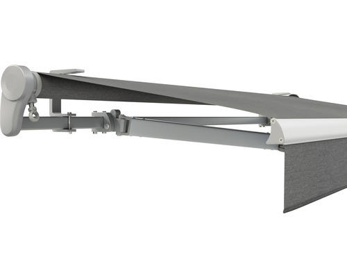 SOLUNA Gelenkarmmarkise Trend 5,5x4 Stoff Dessin U104 Gestell E6EV1 silber eloxiert Antrieb links inkl. Kurbel