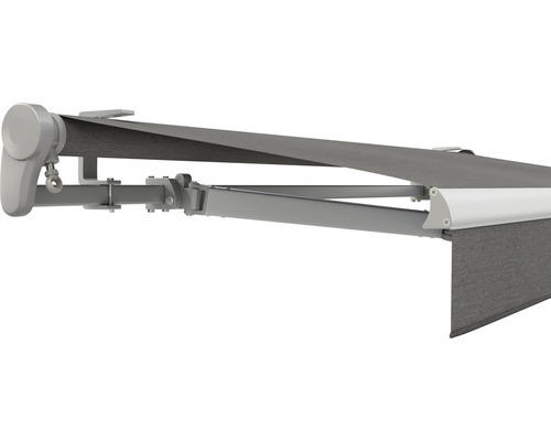 SOLUNA Gelenkarmmarkise Trend 5x3,5 Stoff Dessin U104 Gestell E6EV1 silber eloxiert Antrieb links inkl. Motor, Wandschalter,Nothandkurbel, Sonnen und Windwächter