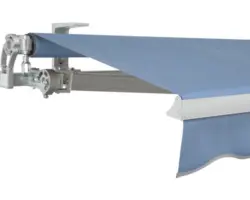 SOLUNA Gelenkarmmarkise Concept 3,5x2,5 Stoff Dessin 8204 Gestell Silber E6EV1 eloxiert Antrieb links inkl. Kurbel