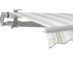 SOLUNA Gelenkarmmarkise Concept 4x2,5 Stoff Dessin 6287 Gestell Silber E6EV1 eloxiert Antrieb links inkl. Motor und Wandschalter