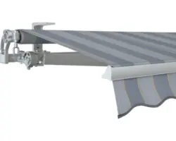 SOLUNA Gelenkarmmarkise Concept 3,5x2 Stoff Dessin 7109 Gestell Silber E6EV1 eloxiert Antrieb links inkl. Kurbel