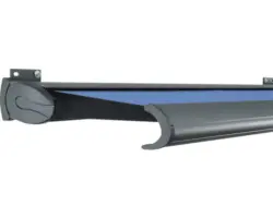 SOLUNA Kassettenmarkise Exklusiv 5,5x1,5 Dessin S2828 Gestell RAL 7016 anthrazitgrau Antrieb links inkl. Motor und Wandschalter