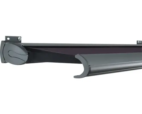 SOLUNA Kassettenmarkise Exklusiv 4x2 Dessin S2119 Gestell RAL 7016 anthrazitgrau Antrieb links inkl. Motor und Wandschalter