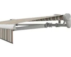SOLUNA Gelenkarmmarkise Trend 4,5x3 Stoff Dessin D421 Gestell Silber eloxiert inkl. Motor, Wandschalter und Nothandkurbel