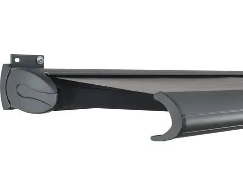 SOLUNA Kassettenmarkise Exklusiv 5x2,5 Dessin 320925 Gestell RAL 7016 anthrazitgrau Antrieb links inkl. Motor und Wandschalter