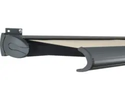 SOLUNA Kassettenmarkise Exklusiv 2,5x1,5 Dessin 320930 Gestell RAL 7016 anthrazitgrau Antrieb links inkl. Motor und Wandschalter