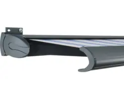 SOLUNA Kassettenmarkise Exklusiv 4,5x2,5 Dessin 320234 Gestell RAL 7016 anthrazitgrau Antrieb links inkl. Motor und Wandschalter