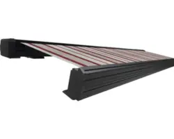 SOLUNA Kassettenmarkise Exquisit 3,5x2 Stoff Dessin 7838 Gestell DB703 dunkelgrau Antrieb links inkl. Motor und Wandschalter