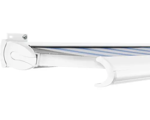 SOLUNA Kassettenmarkise Exclusiv 2,5x2 Stoff Dessin 320234 Gestell RAL 9016 verkehrsweiß Antrieb links inkl. Motor und Wandschalter