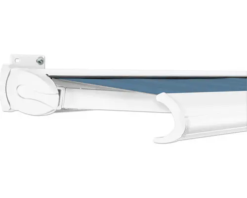 SOLUNA Kassettenmarkise Exclusiv 4,5x2 Stoff Dessin 320916 Gestell RAL 9016 verkehrsweiß Antrieb links inkl. Motor und Wandschalter