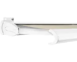 SOLUNA Kassettenmarkise Exclusiv 2,5x1,5 Stoff Dessin 320930 Gestell RAL 9016 verkehrsweiß Antrieb links inkl. Motor und Wandschalter