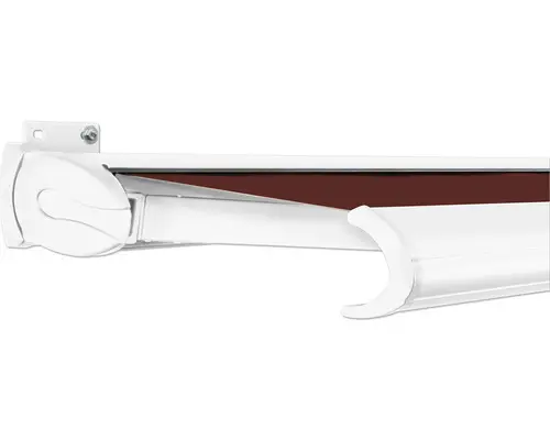 SOLUNA Kassettenmarkise Exclusiv 2,5x2 Stoff Dessin S2209 Gestell RAL 9016 verkehrsweiß Antrieb links inkl. Motor und Wandschalter