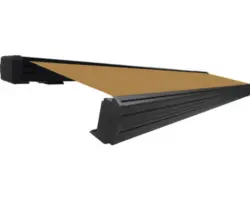 SOLUNA Kassettenmarkise Exquisit 5,5x2,5 Dessin S2180 Gestell DB703 dunkelgrau Antrieb links inkl. Motor und Wandschalter