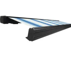 SOLUNA Kassettenmarkise Exquisit 5x3 Stoff Dessin 320234 Gestell DB703 dunkelgrau ink. Motor und Wandschalter links