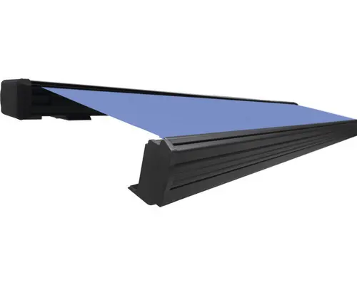 SOLUNA Kassettenmarkise Exquisit 4x2,5 Dessin S2828 Gestell DB703 dunkelgrau Antrieb links inkl. Motor und Wandschalter