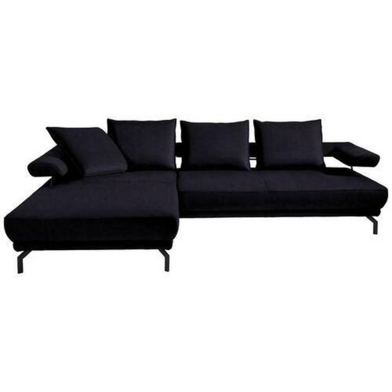 Ecksofa in Mikrofaser Schwarz