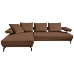 Ecksofa in Mikrofaser Hellbraun