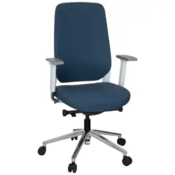 Drehstuhl in Flachgewebe Blau, Weiß