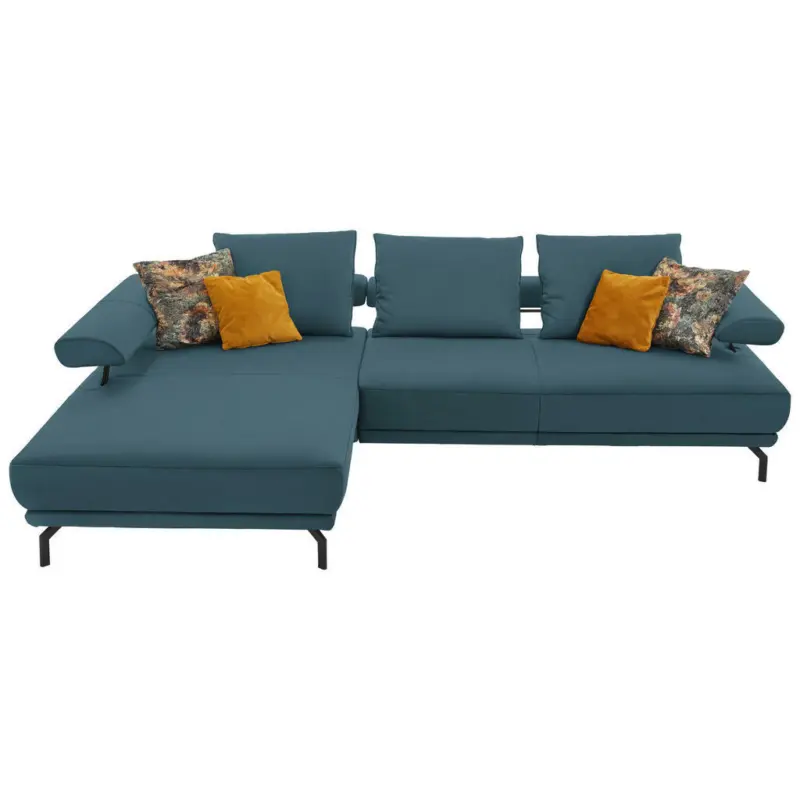 Ecksofa in Echtleder Blau