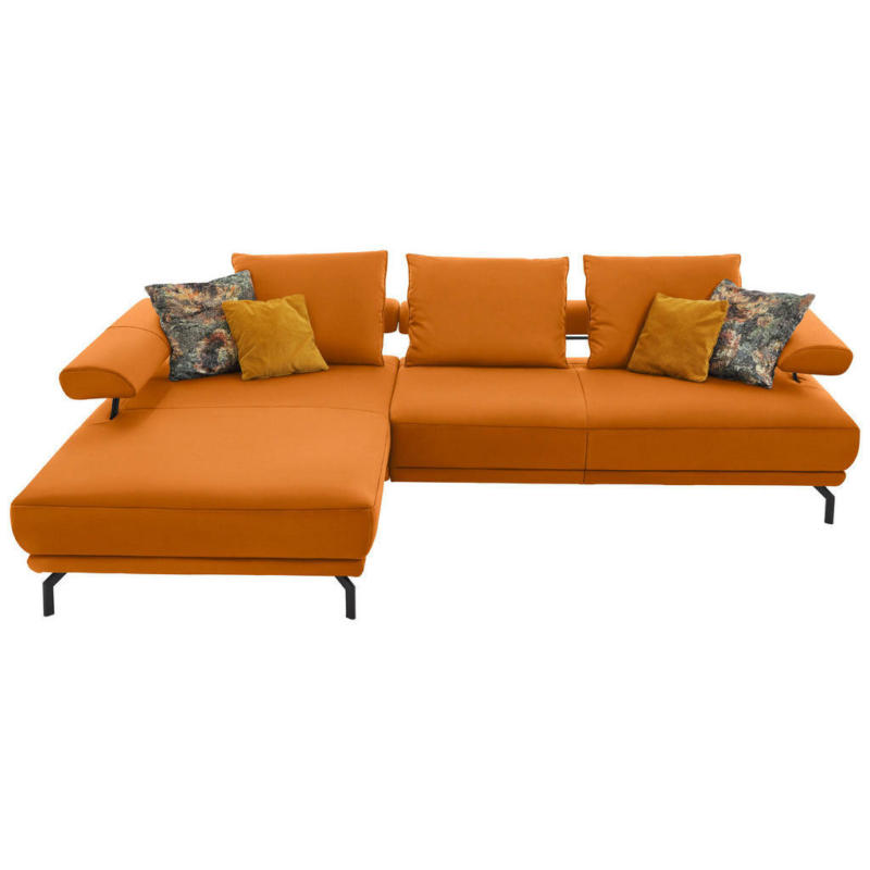 Ecksofa in Echtleder Orange