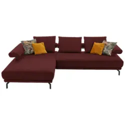 Ecksofa in Echtleder Brombeere