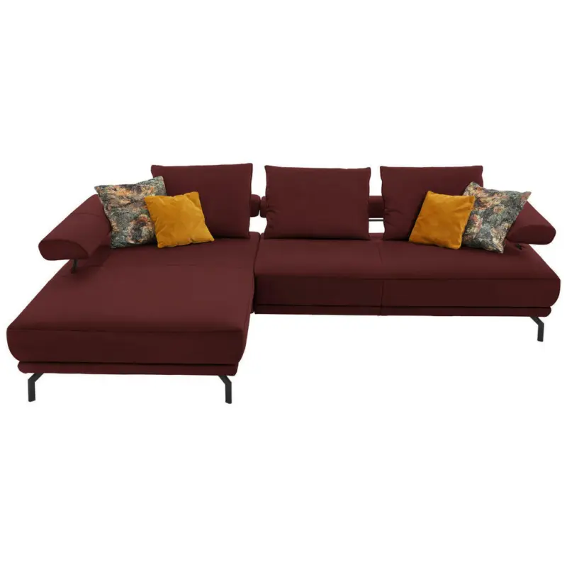 Ecksofa in Echtleder Brombeere