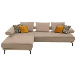 Ecksofa in Echtleder Hellbraun