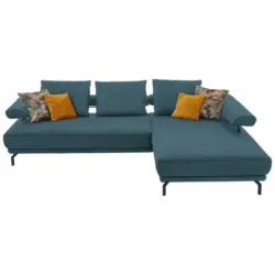 Ecksofa in Echtleder Blau