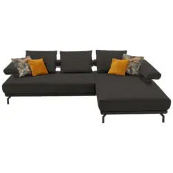 Ecksofa in Echtleder Grau