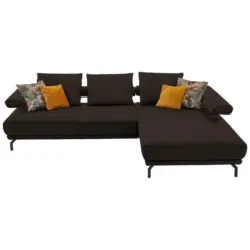 Ecksofa in Echtleder Dunkelbraun