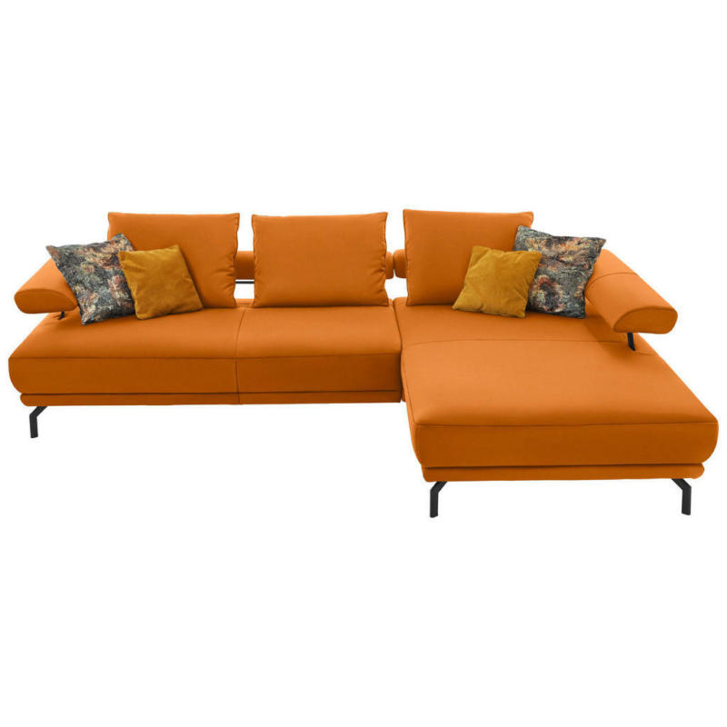 Ecksofa in Echtleder Orange