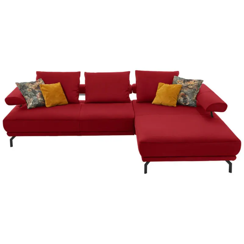 Ecksofa in Echtleder Rot