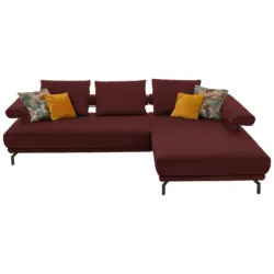 Ecksofa in Echtleder Brombeere