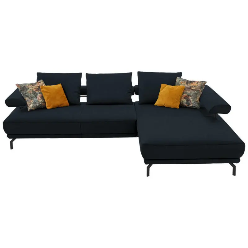 Ecksofa in Echtleder Dunkelblau