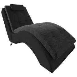 Relaxliege in Webstoff Schwarz, Weiß