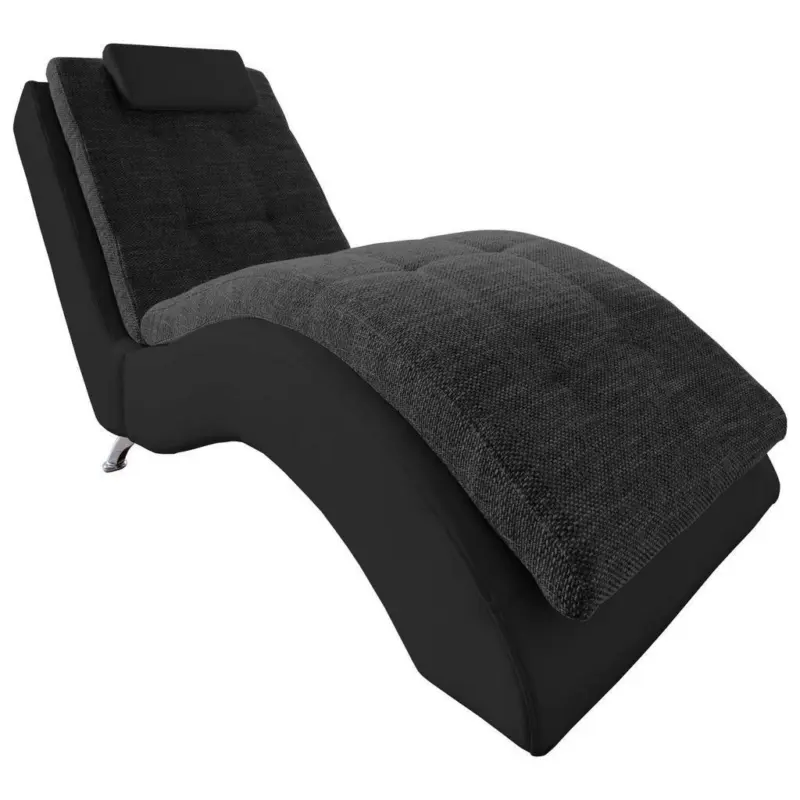 Relaxliege in Webstoff Schwarz, Weiß