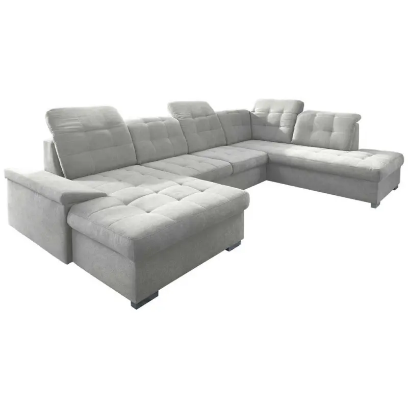 Wohnlandschaft in Mikrofaser Silberfarben