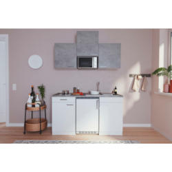 Miniküche 150 cm in Grau, Weiß