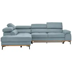 Ecksofa in Lederlook Hellblau